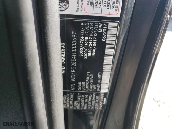 2017 Mercedes-Benz Metris Passenger Van with VIN WD4PG2EE4H3333697, listed as a Copart auction lot 65989844 with 44,531 mi miles and Salvage Title. Bid and sale history available at carsss.com. Image 13.