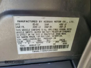 2002 Nissan Altima SL with VIN 1N4AL11DX2C261503, listed as a Copart auction lot 87508405 with 142,622 mi miles and Salvage Title. Bid and sale history available at carsss.com. Image 12.