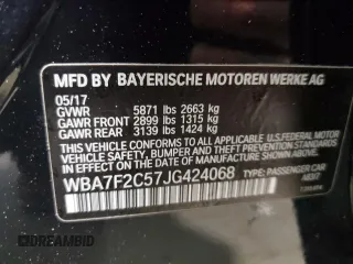 2018 BMW 7 Series ALPINA B7 xDrive with VIN WBA7F2C57JG424068, listed as a Copart auction lot 76933313 with 0 mi miles. Bid and sale history available at carsss.com. Image 12.