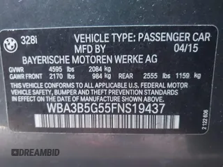 2015 BMW 3 Series 328i xDrive with VIN WBA3B5G55FNS19437, listed as a IAAI auction lot 41765832 with 137,993 mi miles. Bid and sale history available at carsss.com. Image 9.
