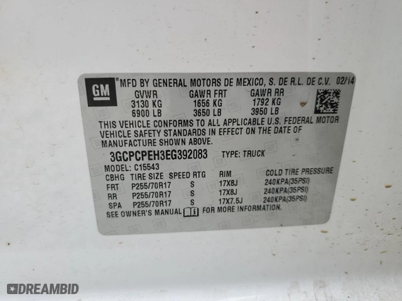 2014 Chevrolet Silverado 1500 Work Truck with VIN 3GCPCPEH3EG392083, listed as a Copart auction lot 67304844 with 122,013 mi miles and Salvage Title. Bid and sale history available at carsss.com. Image 12.