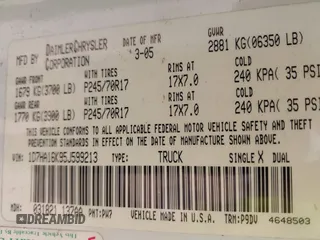2005 Dodge 1500 ST z VIN 1D7HA16K95J599213, wystawiony jako IAAI lot #42336194 z przebiegiem Nie podano mil oraz . Historia ofert i sprzedaży dostępna na DreamBid. Obrazek 9.