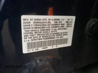 2016 Honda Pilot EX-L z VIN 5FNYF6H7XGB089688, wystawiony jako Copart lot #57041485 z przebiegiem 92 544 mil mil oraz Szkoda całkowita • Salvage title. Historia ofert i sprzedaży dostępna na DreamBid. Obrazek 13.