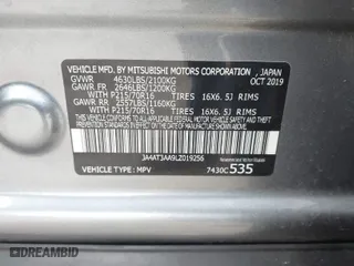 2020 Mitsubishi Eclipse Cross ES with VIN JA4AT3AA9LZ019256, listed as a IAAI auction lot 41282686 with 77,725 mi miles. Bid and sale history available at carsss.com. Image 9.