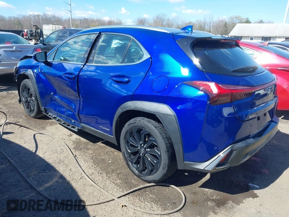2021 Lexus UX with VIN JTHR9JBH1M2050209, listed as a IAAI auction lot 41874736 with 31,536 mi miles. Bid and sale history available at carsss.com. Image 3.
