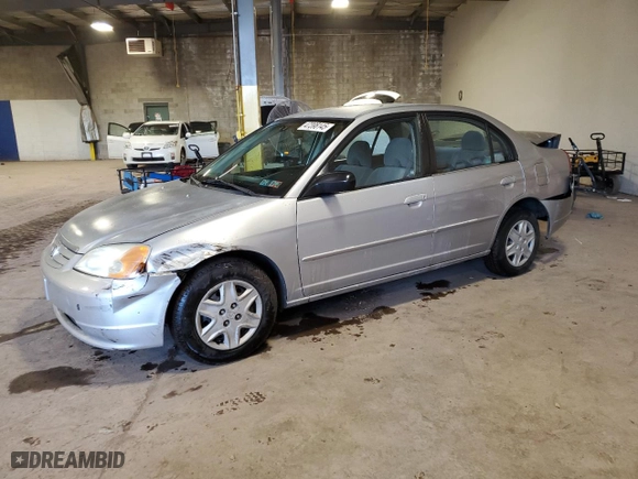 2003 Honda Civic LX with VIN 2HGES16643H509074, listed as a Copart auction lot 47398145 with 163,956 mi miles and Salvage Title. Bid and sale history available at carsss.com. Image 1.