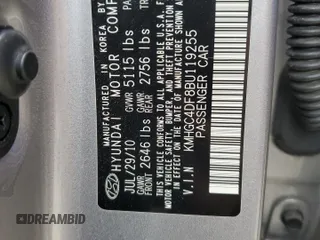 2011 Hyundai Genesis with VIN KMHGC4DF8BU119255, listed as a Copart auction lot 74862114 with 108,318 mi miles and Salvage Title. Bid and sale history available at carsss.com. Image 13.