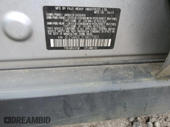 2012 Subaru Forester X Premium with VIN JF2SHADC2CH407983, listed as a Copart auction lot 51628125 with 147,271 mi miles and Salvage Title. Bid and sale history available at DreamBid. Image 13.