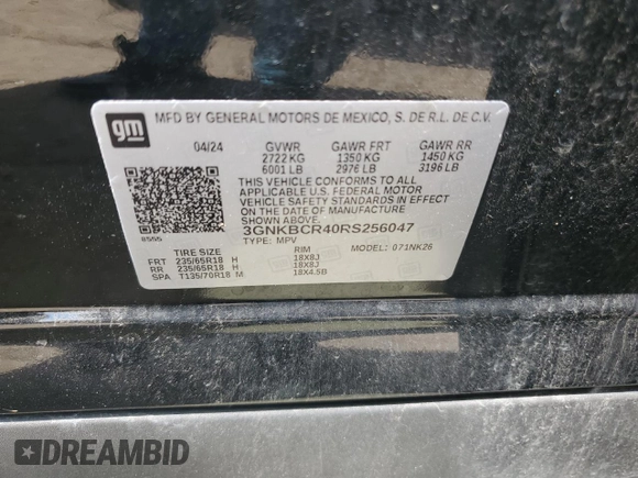 2024 Chevrolet Blazer LT with VIN 3GNKBCR40RS256047, listed as a Copart auction lot 56043895 with 12,633 mi miles and Clean title. Bid and sale history available at DreamBid. Image 13.