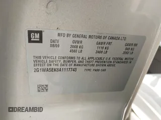 2010 Chevrolet Impala LS with VIN 2G1WA5EK8A1117743, listed as a IAAI auction lot 39859241 with Not Provided miles and . Bid and sale history available at DreamBid. Image 9.
