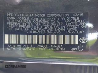 2015 Toyota Prius Four z VIN JTDKN3DU3F0443776, wystawiony jako IAAI lot #41349500 z przebiegiem 244 170 mil mil oraz . Historia ofert i sprzedaży dostępna na DreamBid. Obrazek 9.