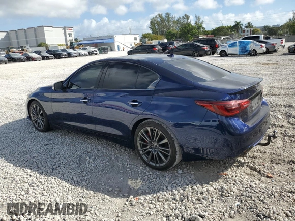2022 Infiniti Q50 Red Sport 400 with VIN JN1FV7DP4NM370267, listed as a Copart auction lot 45451545 with 46,313 mi miles and Salvage Title. Bid and sale history available at DreamBid. Image 2.