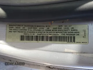2007 Volkswagen Beetle с VIN 3VWPG31CX7M516620, выставлен на аукционе Copart как лот 46675985 с пробегом 151 292 миль миль и Списание • Salvage title. История ставок и продаж доступна на DreamBid. Изображение 12.