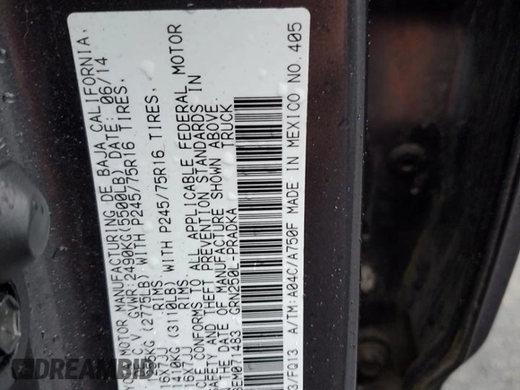 2014 Toyota Tacoma with VIN 3TMMU4FN8EM071483, listed as a Copart auction lot 55118695 with 148,525 mi miles and Salvage title. Bid and sale history available at DreamBid. Image 12.