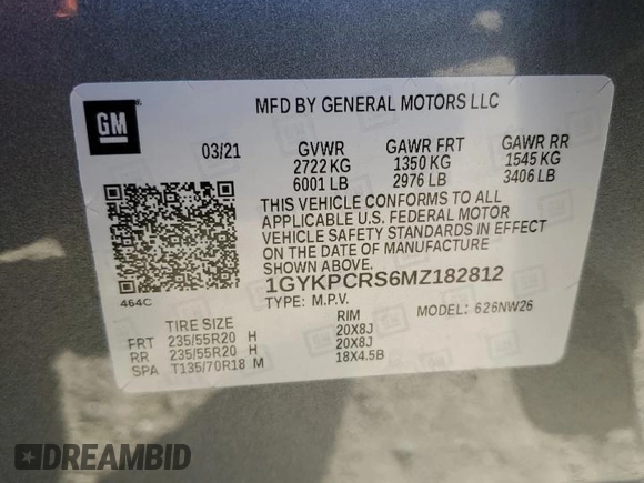 2021 Cadillac XT6 Premium Luxury with VIN 1GYKPCRS6MZ182812, listed as a Copart auction lot 72259754 with 39,451 mi miles and Salvage Title. Bid and sale history available at carsss.com. Image 14.