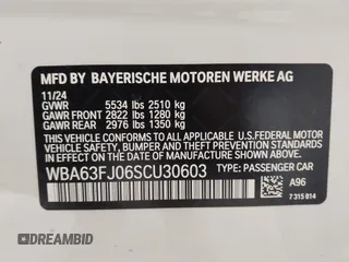 2025 BMW 5 Series 540i xDrive with VIN WBA63FJ06SCU30603, listed as a IAAI auction lot 41478816 with 1,015 mi miles. Bid and sale history available at carsss.com. Image 9.