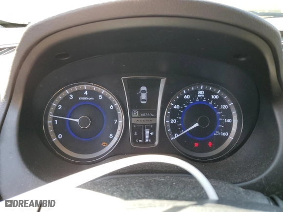 2012 Hyundai Azera with VIN KMHFH4JGXCA179583, listed as a Copart auction lot 72404454 with 68,360 mi miles and Salvage Title. Bid and sale history available at carsss.com. Image 9.