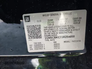 2018 Chevrolet Tahoe LT z VIN 1GNSCBKC7JR254859, wystawiony jako IAAI lot #41620074 z przebiegiem 124 714 mil mil oraz . Historia ofert i sprzedaży dostępna na DreamBid. Obrazek 9.