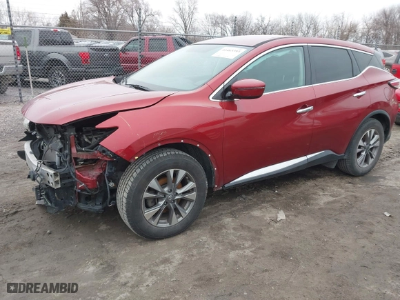 2016 Nissan Murano S with VIN 5N1AZ2MG0GN148039, listed as a IAAI auction lot 41483393 with 107,806 mi miles. Bid and sale history available at carsss.com. Image 19.