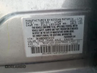 2022 Nissan Sentra SV with VIN 3N1AB8CV6NY241212, listed as a Copart auction lot 74699714 with 50,822 mi miles and Salvage Title. Bid and sale history available at carsss.com. Image 12.