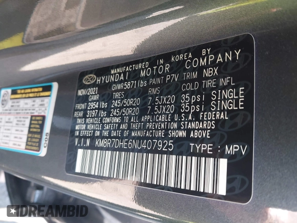 2022 Hyundai Palisade Calligraphy z VIN KM8R7DHE6NU407925, wystawiony jako IAAI lot #41737020 z przebiegiem 50 074 mil mil oraz . Historia ofert i sprzedaży dostępna na DreamBid. Obrazek 9.