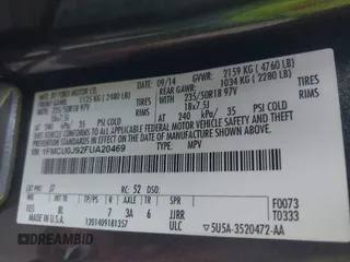 2015 Ford Escape Titanium with VIN 1FMCU0J92FUA20469, listed as a IAAI auction lot 42510293 with 161,466 mi miles and . Bid and sale history available at DreamBid. Image 9.
