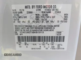 2011 Ford Escape Limited с VIN 1FMCU0E73BKB13113, выставлен на аукционе IAAI как лот 42556231 с пробегом 183 491 миль миль и . История ставок и продаж доступна на DreamBid. Изображение 9.