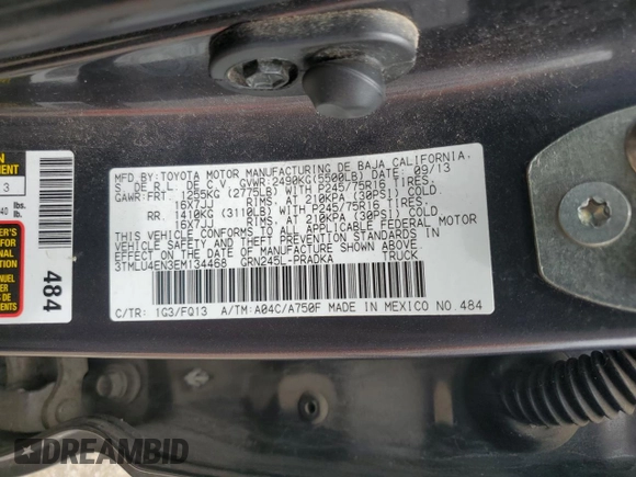 2014 Toyota Tacoma with VIN 3TMLU4EN3EM134468, listed as a Copart auction lot 60686435 with 154,926 mi miles and Salvage title. Bid and sale history available at DreamBid. Image 12.