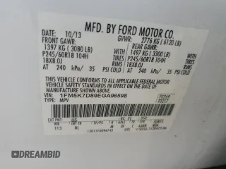 2014 Ford Explorer XLT z VIN 1FM5K7D89EGA96598, wystawiony jako Copart lot #59096585 z przebiegiem 123 934 mil mil oraz Szkoda całkowita • Salvage title. Historia ofert i sprzedaży dostępna na DreamBid. Obrazek 12.