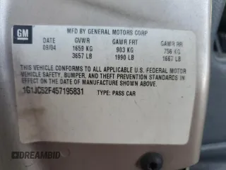 2005 Chevrolet Cavalier with VIN 1G1JC52F457195831, listed as a Copart auction lot 59333605 with Not provided miles and Salvage title. Bid and sale history available at DreamBid. Image 12.