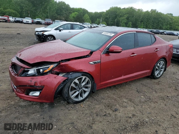 2015 Kia Optima SX Turbo with VIN 5XXGR4A60FG394038, listed as a Copart auction lot 54554755 with 141,410 mi miles and Salvage title. Bid and sale history available at DreamBid. Image 1.