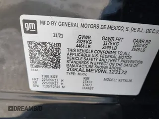 2022 GMC Terrain SLE with VIN 3GKALMEV9NL123172, listed as a IAAI auction lot 41674922 with 25,671 mi miles. Bid and sale history available at carsss.com. Image 9.