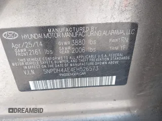 2014 Hyundai Elantra SE with VIN 5NPDH4AE4EH526573, listed as a IAAI auction lot 42443470 with 105,001 mi miles and . Bid and sale history available at DreamBid. Image 9.