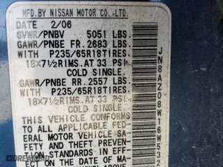 2006 Nissan Murano SE with VIN JN8AZ08W16W532810, listed as a Copart auction lot 75893674 with 0 mi miles and Salvage Title. Bid and sale history available at carsss.com. Image 13.