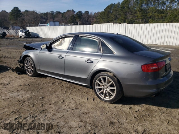 2014 Audi A4 Premium Plus with VIN WAUFFAFL8EN013053, listed as a Copart auction lot 86476864 with 0 mi miles and Salvage Title. Bid and sale history available at carsss.com. Image 2.