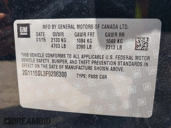 2015 Chevrolet Impala LT z VIN 2G1115SL3F9206300, wystawiony jako IAAI lot #42227751 z przebiegiem 140 117 mil mil oraz . Historia ofert i sprzedaży dostępna na DreamBid. Obrazek 9.