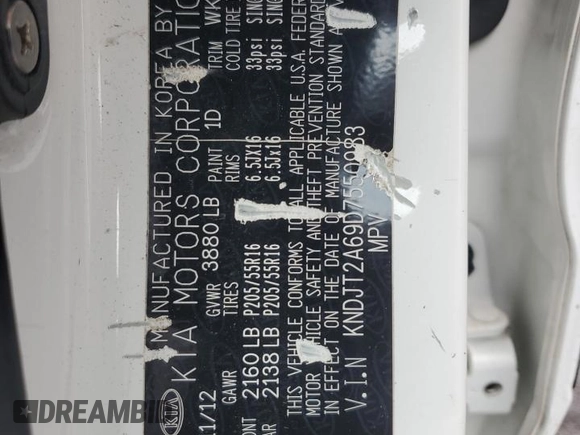 2013 Kia Soul + z VIN KNDJT2A69D7550983, wystawiony jako Copart lot #57416965 z przebiegiem 112 304 mil mil oraz Szkoda całkowita • Salvage title. Historia ofert i sprzedaży dostępna na DreamBid. Obrazek 13.