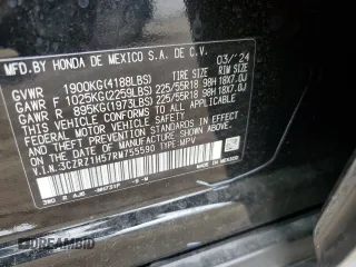 2024 Honda HR-V Sport with VIN 3CZRZ1H57RM755590, listed as a Copart auction lot 88978895 with 5,049 mi miles and Salvage Title. Bid and sale history available at carsss.com. Image 13.