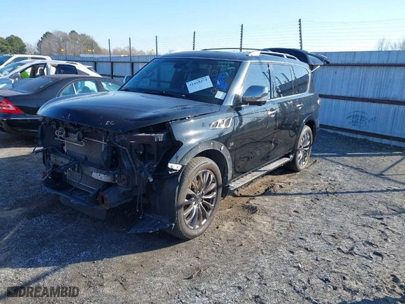 2015 Infiniti QX80 with VIN JN8AZ2NE4F9084990, listed as a IAAI auction lot 41410274 with 156,367 mi miles. Bid and sale history available at carsss.com. Image 2.