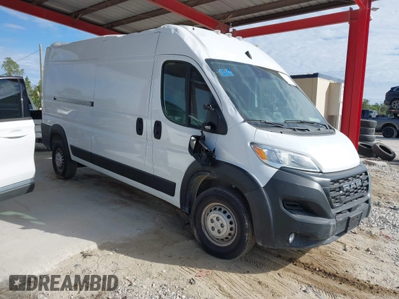 2024 Ram ProMaster Cargo Tradesman with VIN 3C6LRVDG8RE133415, listed as a IAAI auction lot 41345776 with 12,574 mi miles and . Bid and sale history available at DreamBid. Image 1.