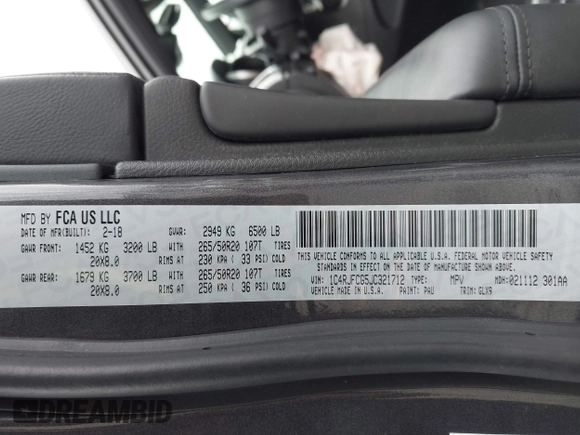 2018 Jeep Grand Cherokee High Altitude with VIN 1C4RJFCG5JC321712, listed as a IAAI auction lot 41616494 with 159,598 mi miles. Bid and sale history available at carsss.com. Image 9.