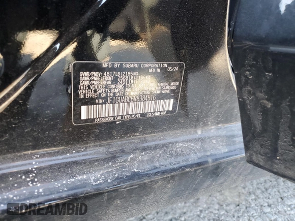 2024 Subaru Impreza with VIN JF1GUABC6R8384516, listed as a Copart auction lot 89244255 with 0 mi miles and Salvage Title. Bid and sale history available at carsss.com. Image 12.
