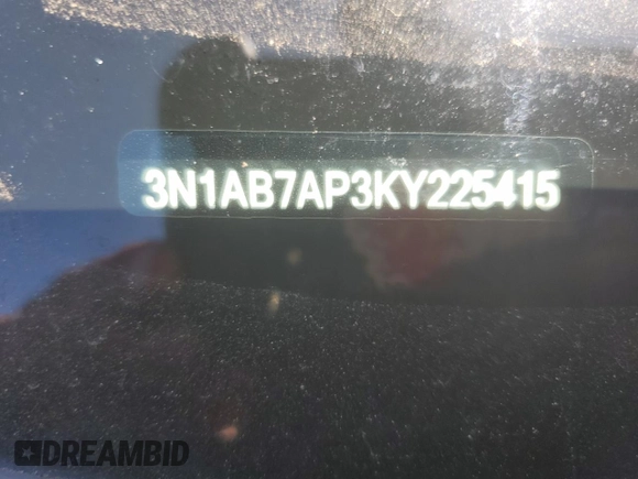 2019 Nissan Sentra S with VIN 3N1AB7AP3KY225415, listed as a Copart auction lot 54830785 with 93,480 mi miles and Salvage title. Bid and sale history available at DreamBid. Image 12.