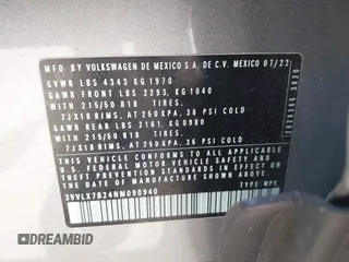 2022 Volkswagen Taos SE с VIN 3VVLX7B24NM090940, выставлен на аукционе IAAI как лот 42484525 с пробегом 50 362 миль миль и . История ставок и продаж доступна на DreamBid. Изображение 9.