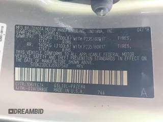 2018 Toyota Sienna LE Auto Access Seat with VIN 5TDKZ3DCXJS937540, listed as a IAAI auction lot 42126411 with 140,294 mi miles and . Bid and sale history available at DreamBid. Image 9.