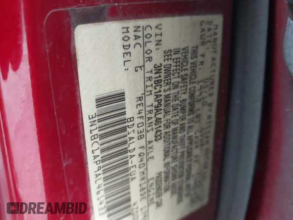 2010 Nissan Versa S with VIN 3N1BC1AP9AL461433, listed as a IAAI auction lot 42409134 with 151,802 mi miles and . Bid and sale history available at DreamBid. Image 9.