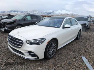 2022 Mercedes-Benz S S 580 with VIN W1K6G7GB4NA067343, listed as a Copart auction lot 45412565 with 24,736 mi miles and Salvage Title. Bid and sale history available at carsss.com. Image 1.