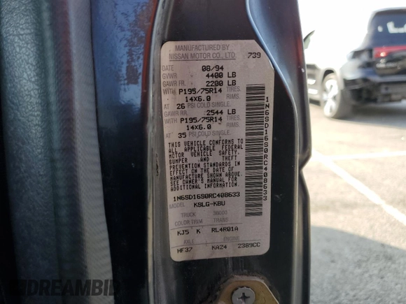 1994 Nissan Frontier XE с VIN 1N6SD16S0RC408633, выставлен на аукционе Copart как лот 43280715 с пробегом 116 543 миль миль и Списание • Salvage title. История ставок и продаж доступна на DreamBid. Изображение 12.