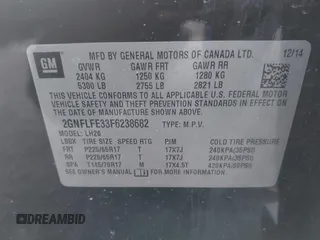 2015 Chevrolet Equinox LT with VIN 2GNFLFE33F6238682, listed as a IAAI auction lot 41708824 with 100,765 mi miles and . Bid and sale history available at DreamBid. Image 9.