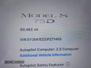 2018 Tesla Model S 75D with VIN 5YJSA1E23JF271465, listed as a IAAI auction lot 41911356 with 50,483 mi miles and . Bid and sale history available at DreamBid. Image 15.